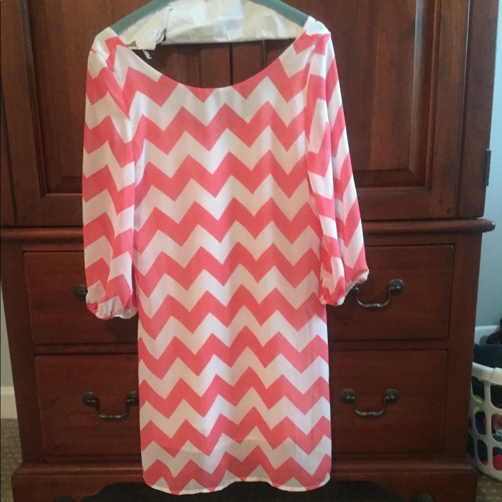 Pink and white dress