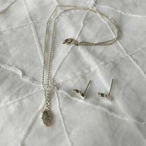JEWELRY/ sterling silver hamsa necklace + earrings