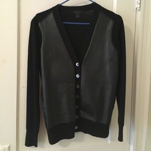 J. Crew wool and leather cardigan