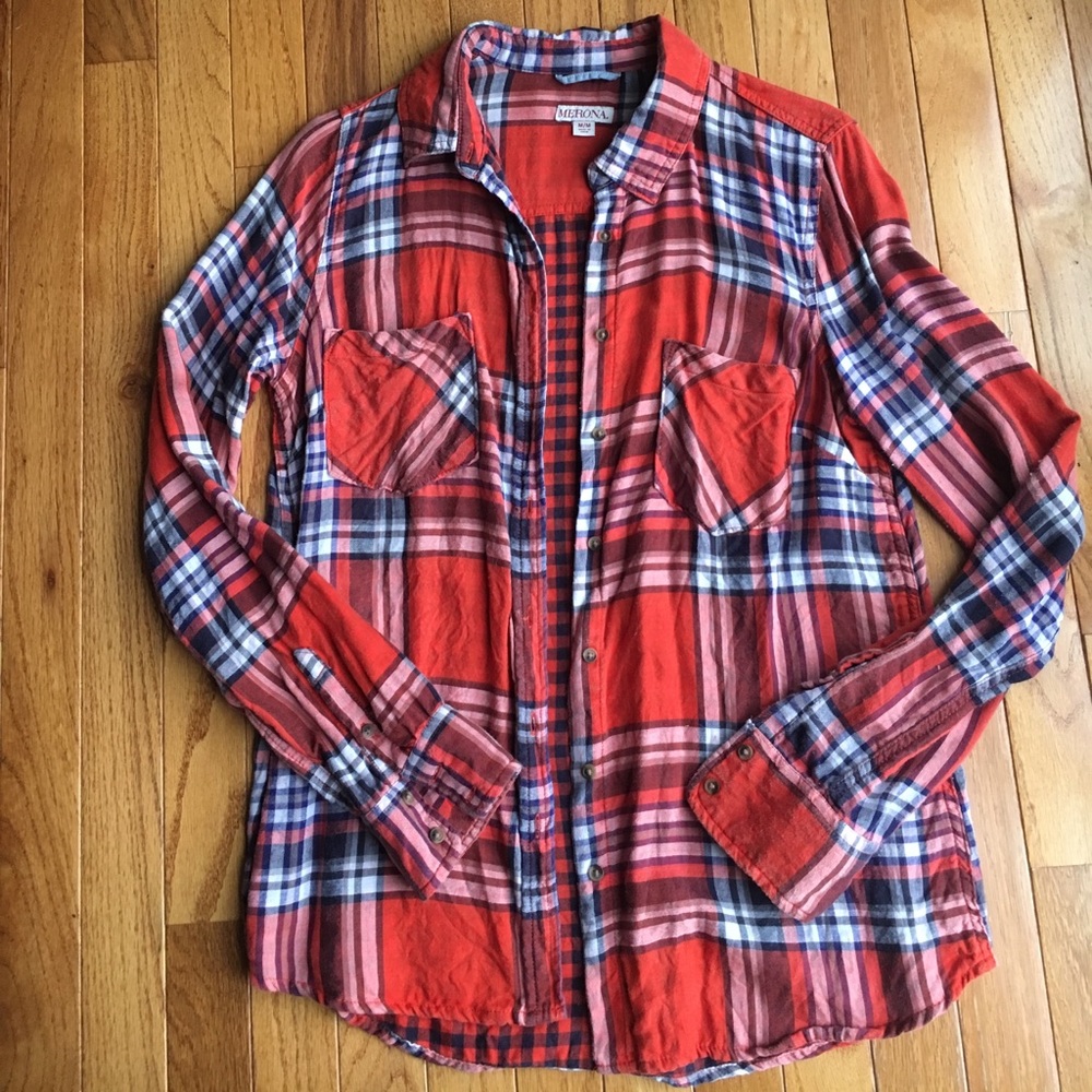 Orange & Navy Merona Flannel