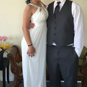 White High Neck Prom Dress