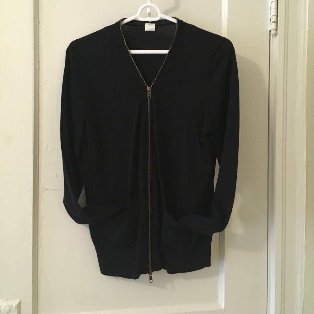Zip up cardigan with zipper neck detail