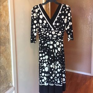 3/4 Sleeve Black & White Dress