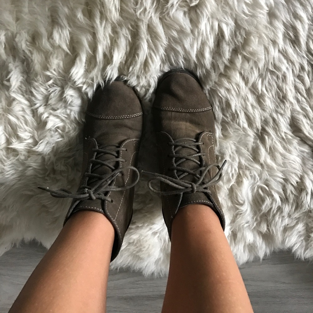 Olive Green, Wedge Booties