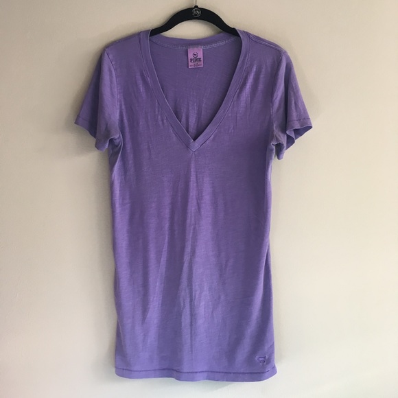 PINK Victoria's Secret Tops - Victoria's Secret Pink light purple v-neck t-shirt