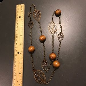 Boho bead and leaf necklace