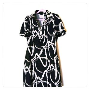 Black and white stretch shirt dress