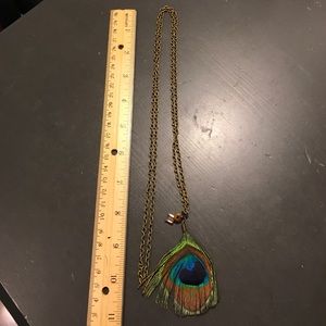 Peacock feather necklace