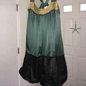 Vera Wang 100% green silk dress.