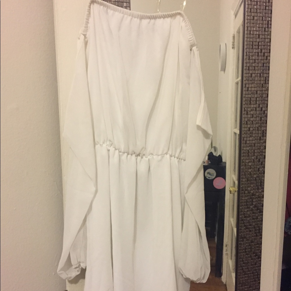 White Sabo skirt Off the Shoulder Chiffon Dress