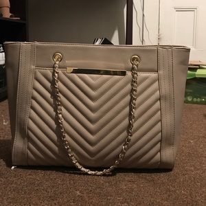 Beige large tote bag