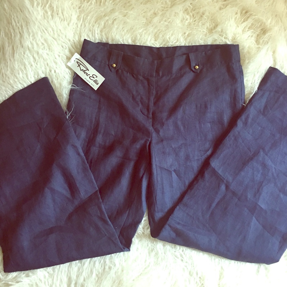 Elizabeth McKay linen pants, navy blue