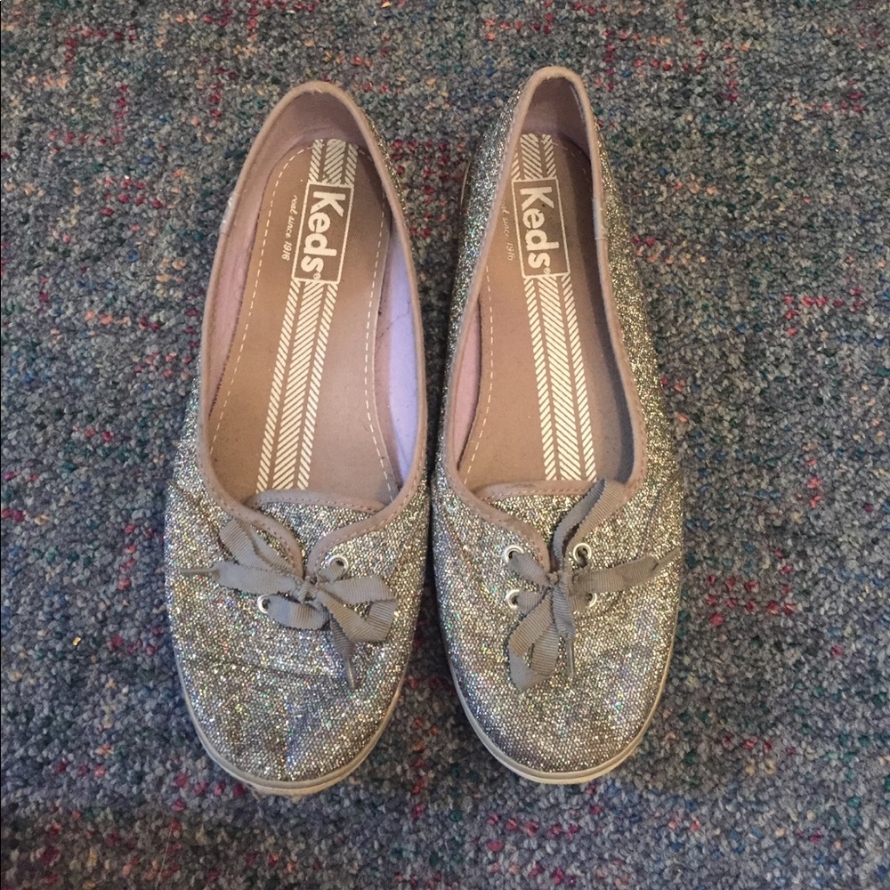 Lightly worn glitter Keds slip on shoes