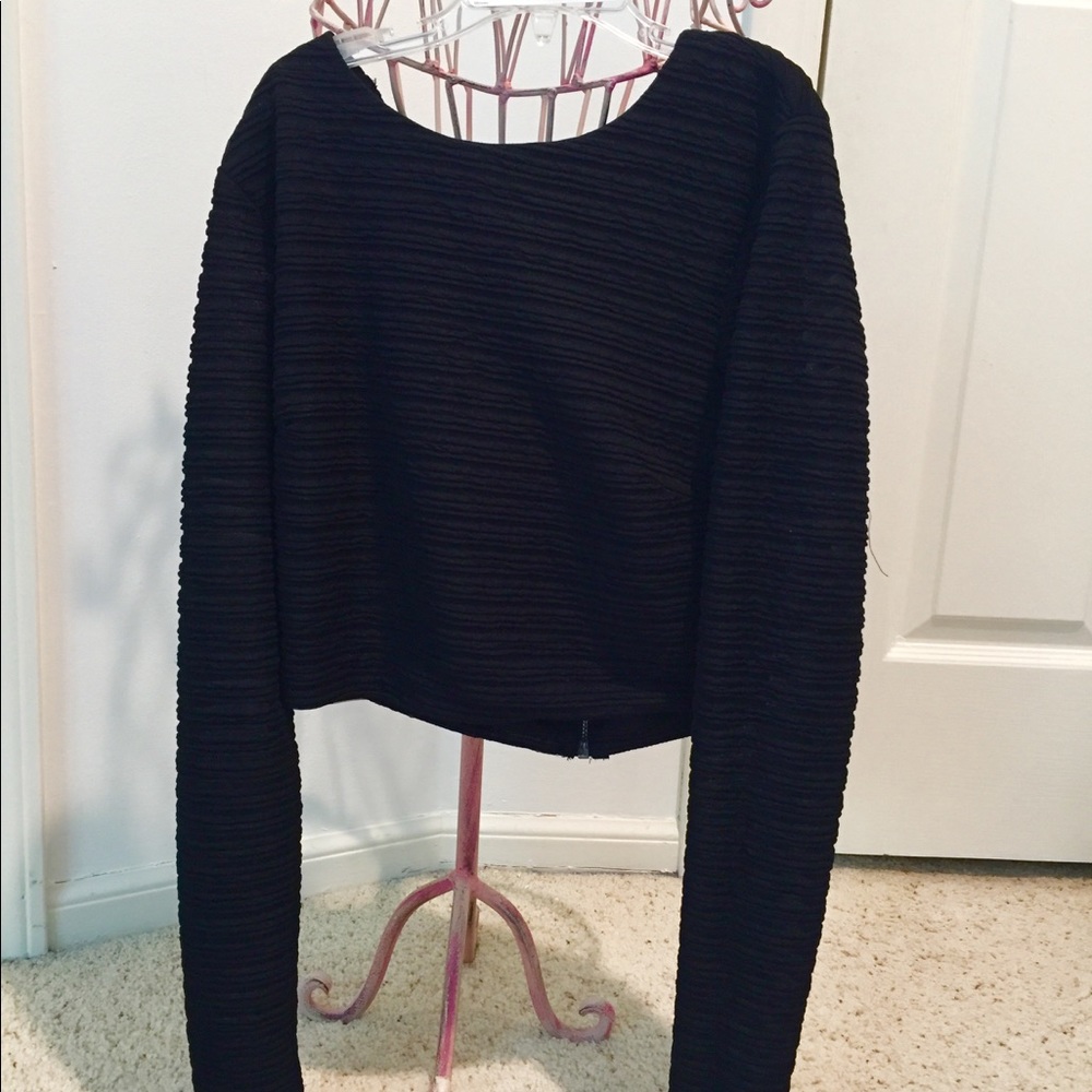black ruffle shirt