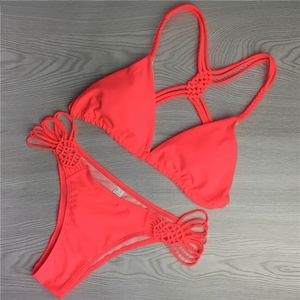JUST IN  Coral Red Pink Triangle Bikini Swimwear