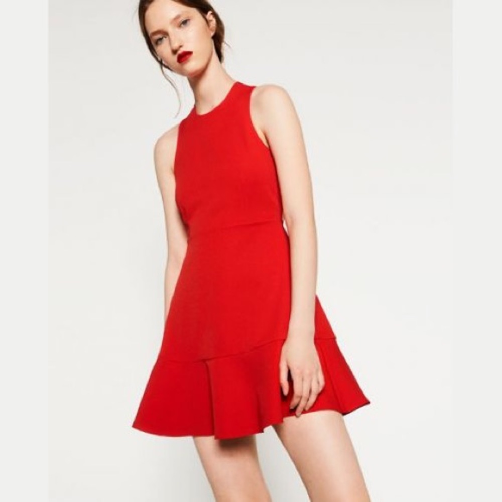 Zara Red Crossback Skater Dress