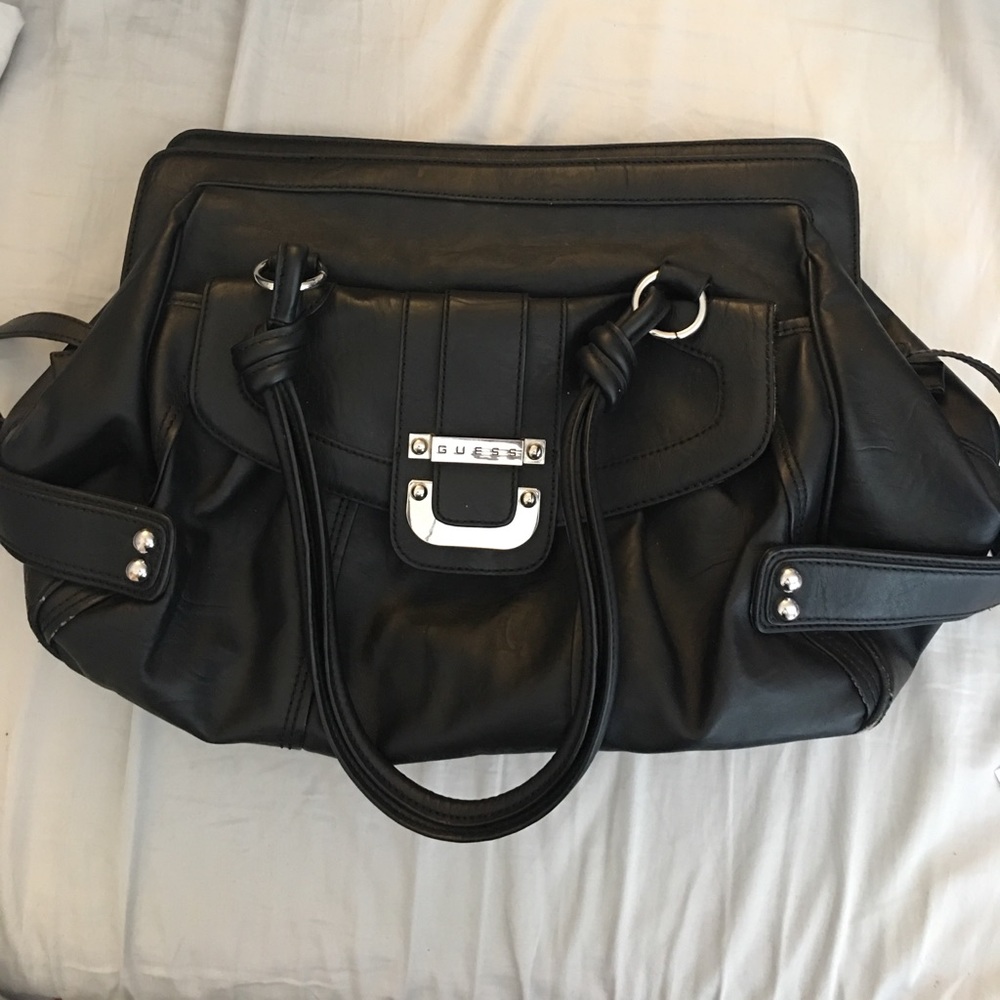 Black Leather Oversize Guess Purse