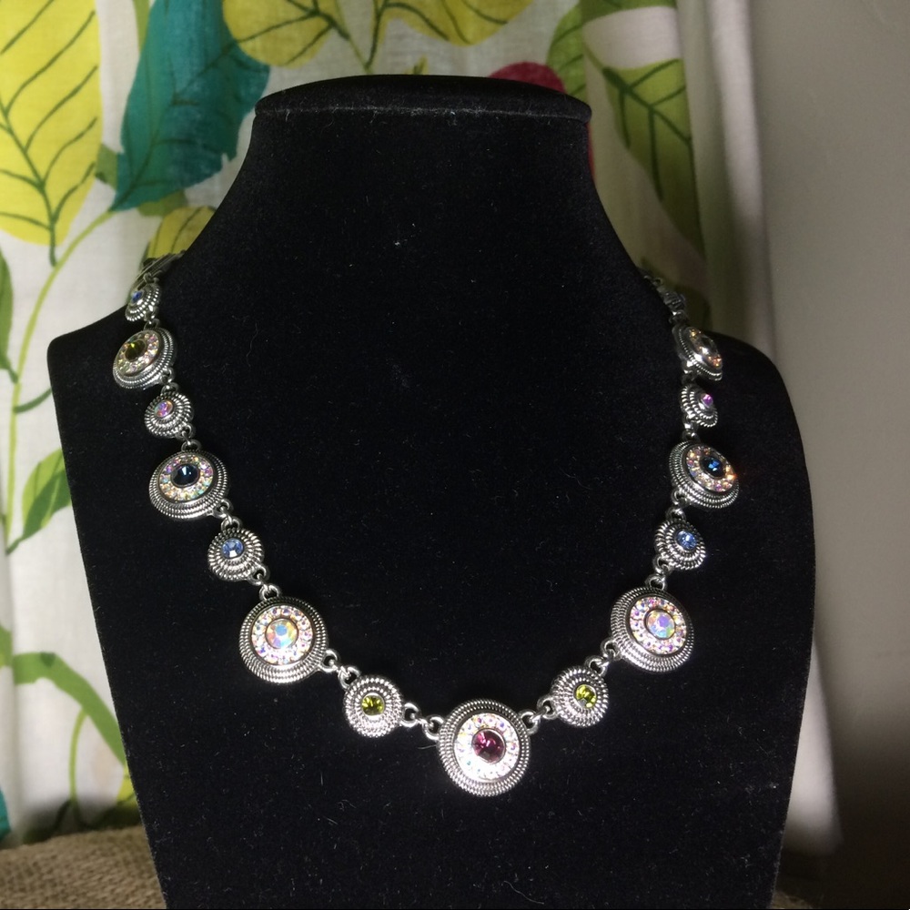 Silver and crystal necklace