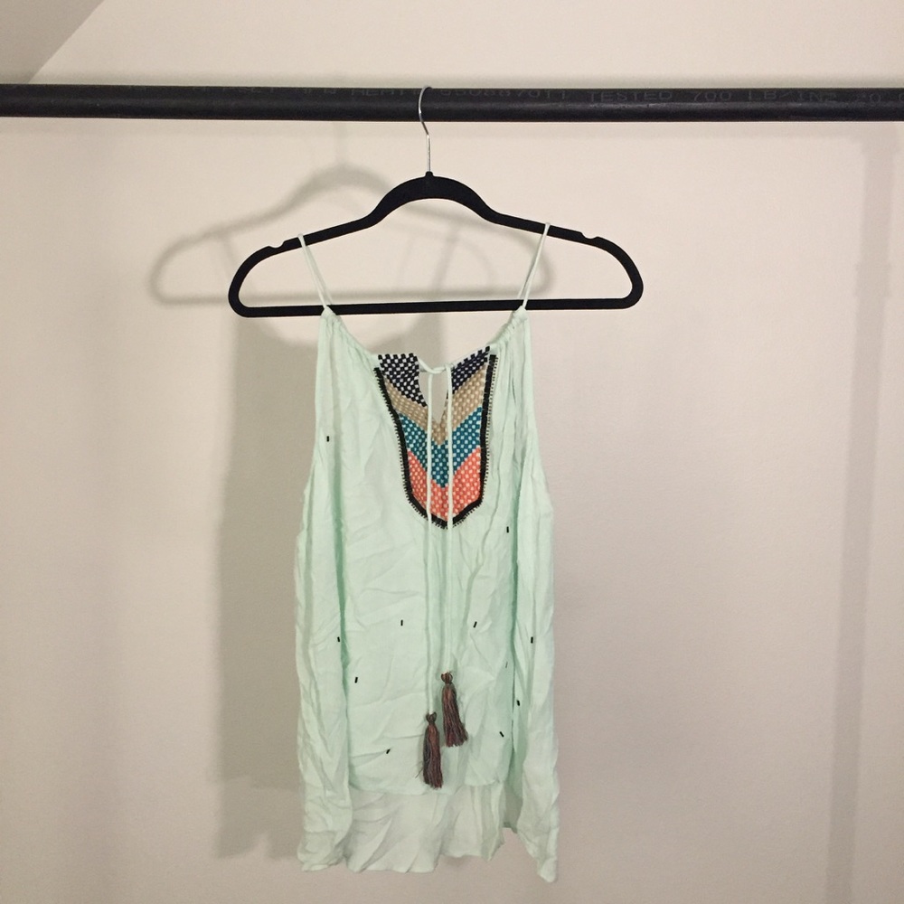 Mint Tank Top with Beading