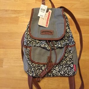 Union Bay printed denim small backpack.