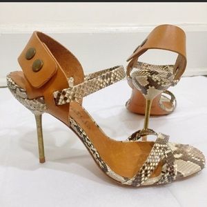 Pedro Garcia Python & Brown Leather High Heels