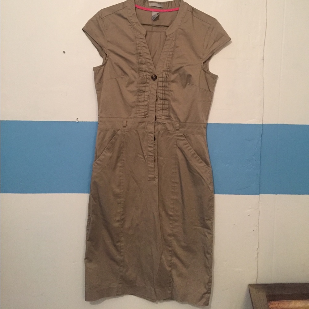 Tan/brown button up H&M fitted dress