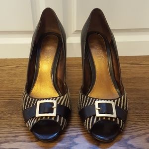 Franco Sarto Leather & Calf Hair pumps