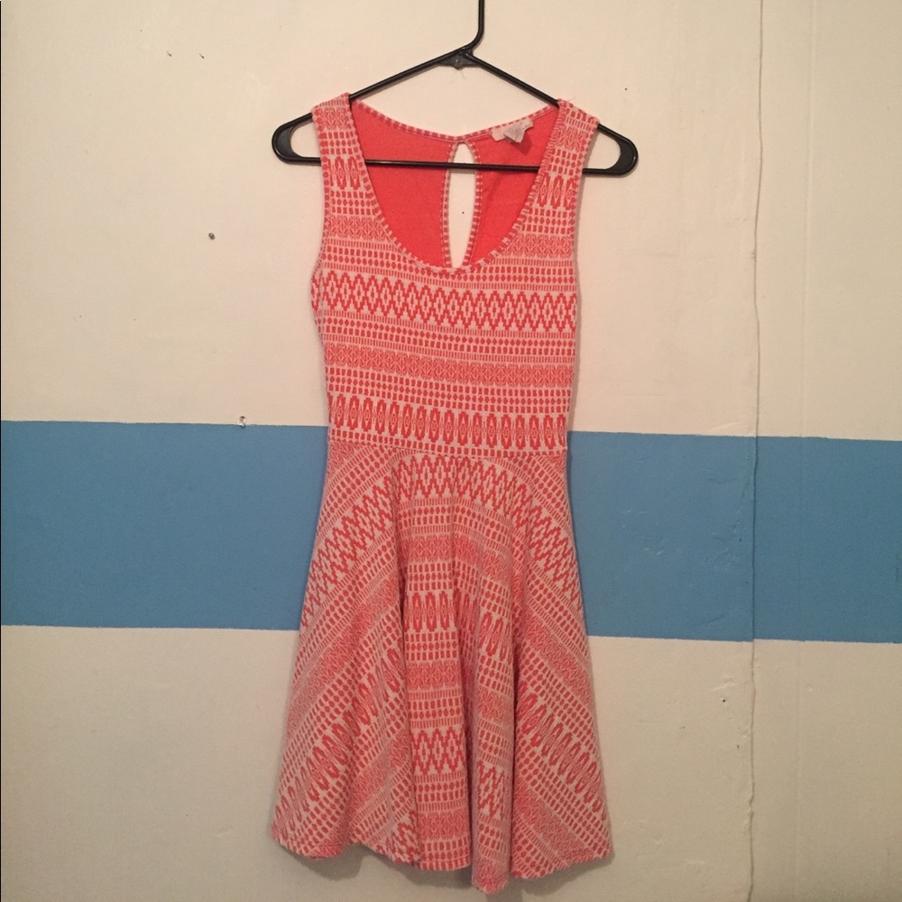 Pink and white skater dress