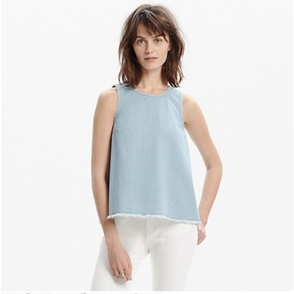 Madewell Raw-Edged Cut Out Denim Tank Top
