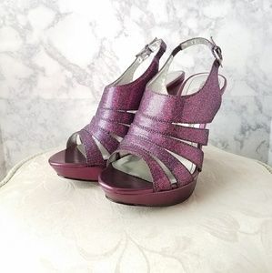 Style & Co Purple Glitter Platform Slingback Heels