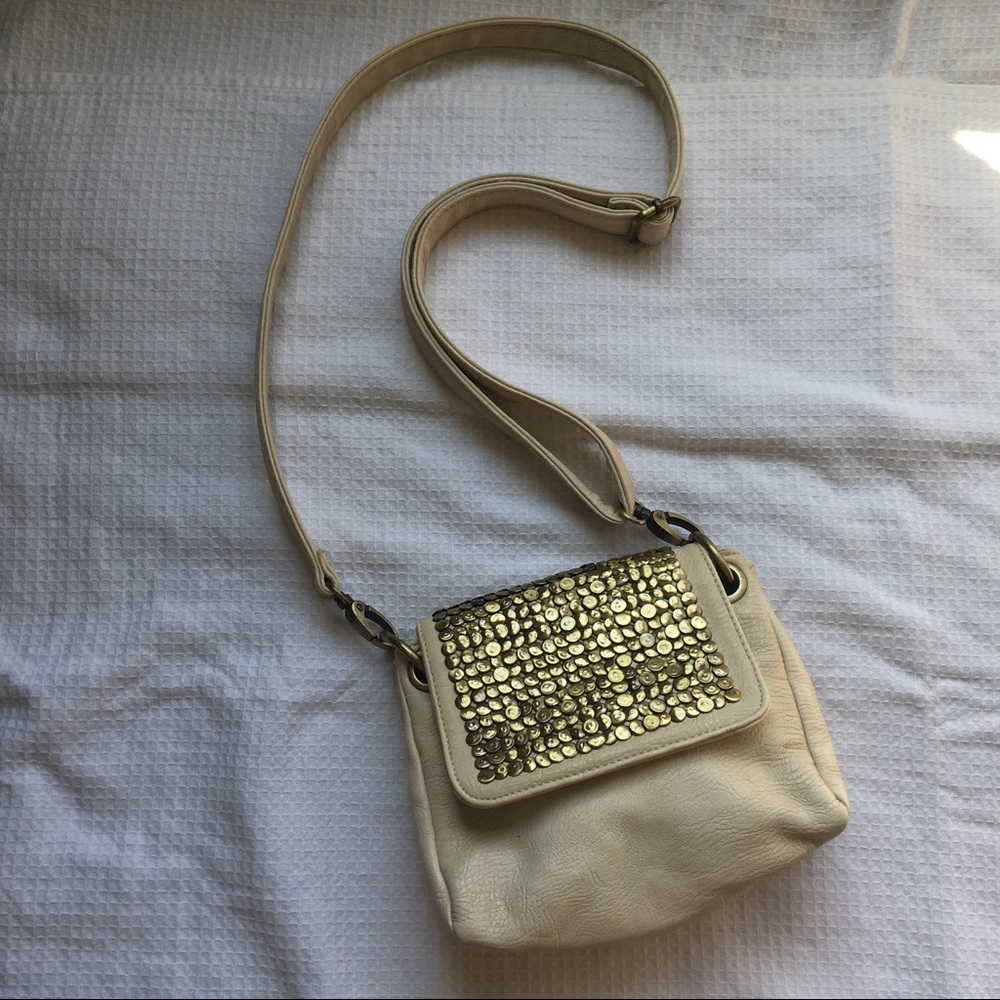 Urban Outfitters cream & gold studded cross body