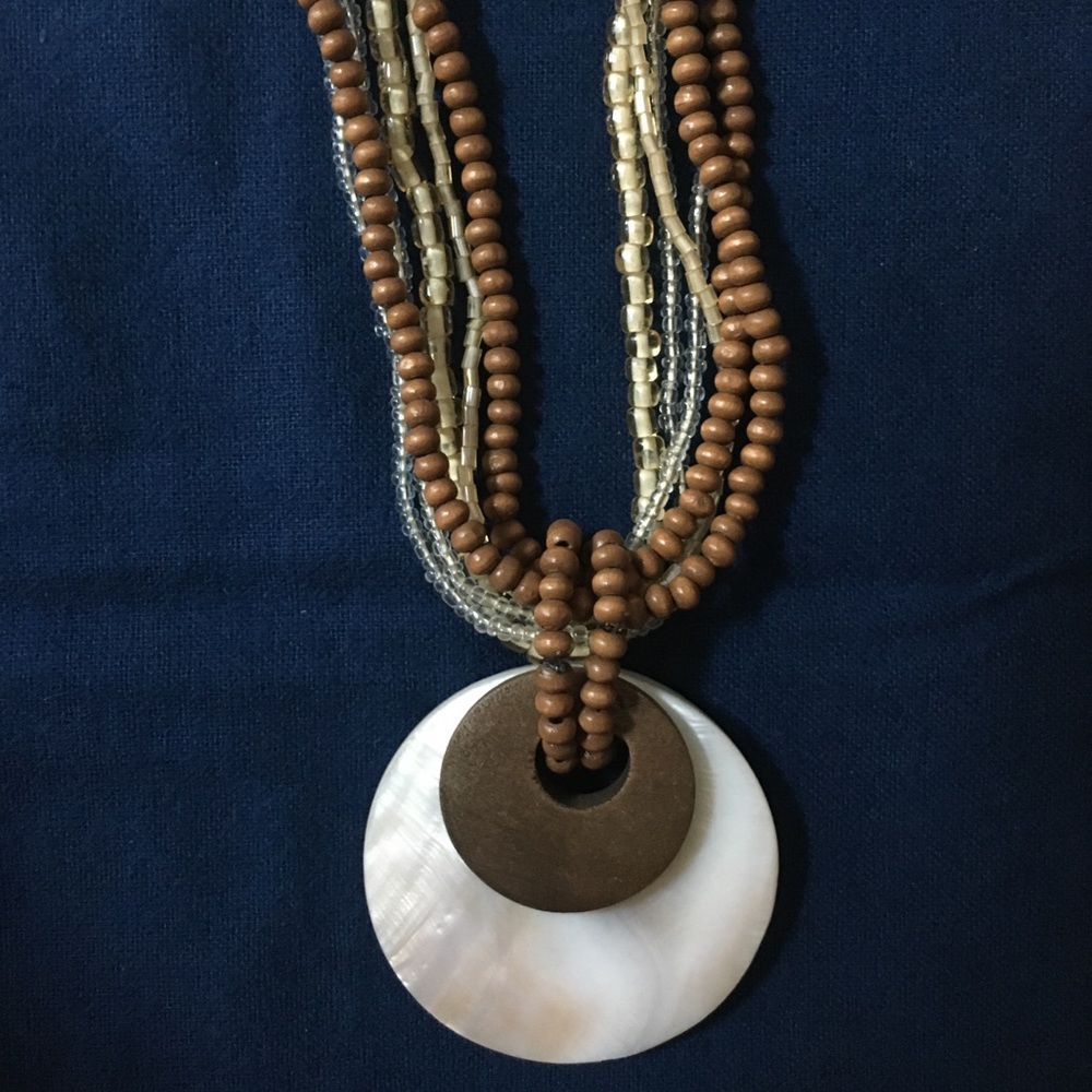 Capiz Shell & Wood Beaded Necklace