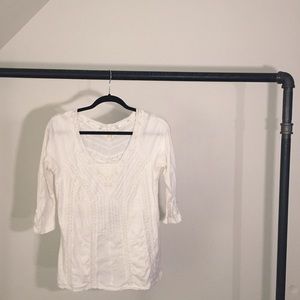 Anthropologie Lace-Detailed White Blouse