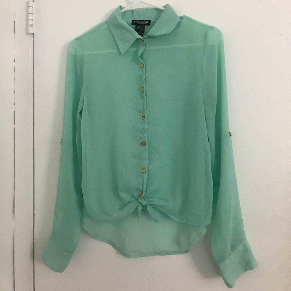 Mint Green Button Up Blouse