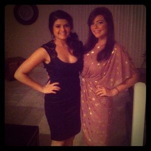 Xscape black cocktail dress.