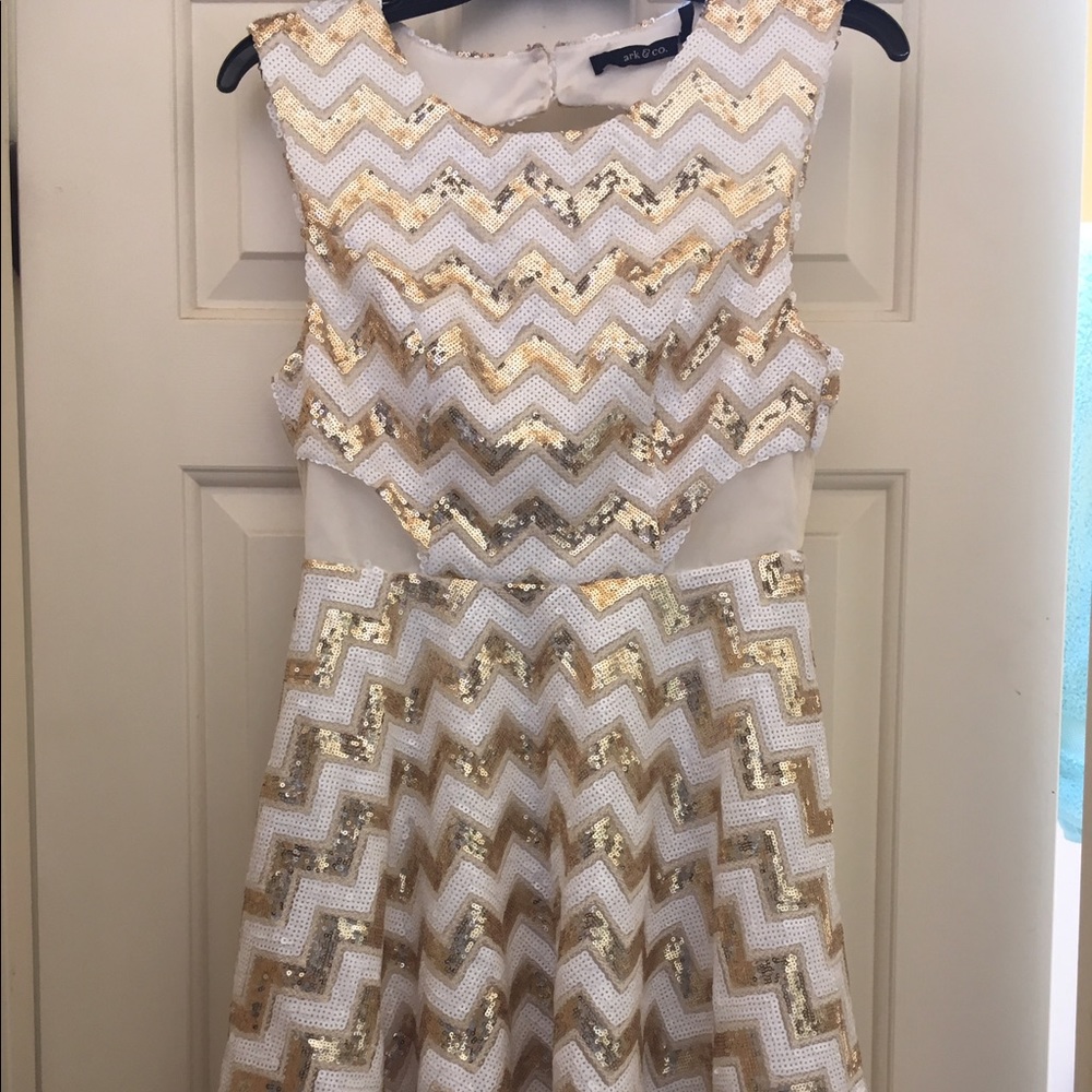 White and Gold Sequin Dress