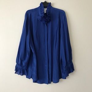 FINAL! Soft Surroundings Blue Silk Pleated Shirt