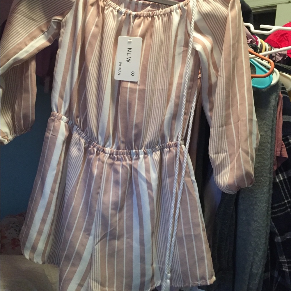 Pink and white striped romper
