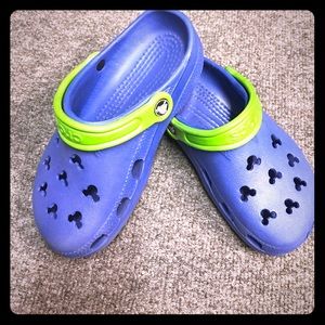 Blue and green Mickey Mouse Crocs