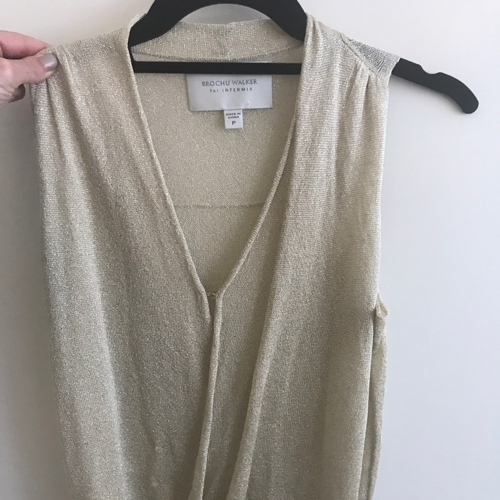 Crisscross gold shimmer top