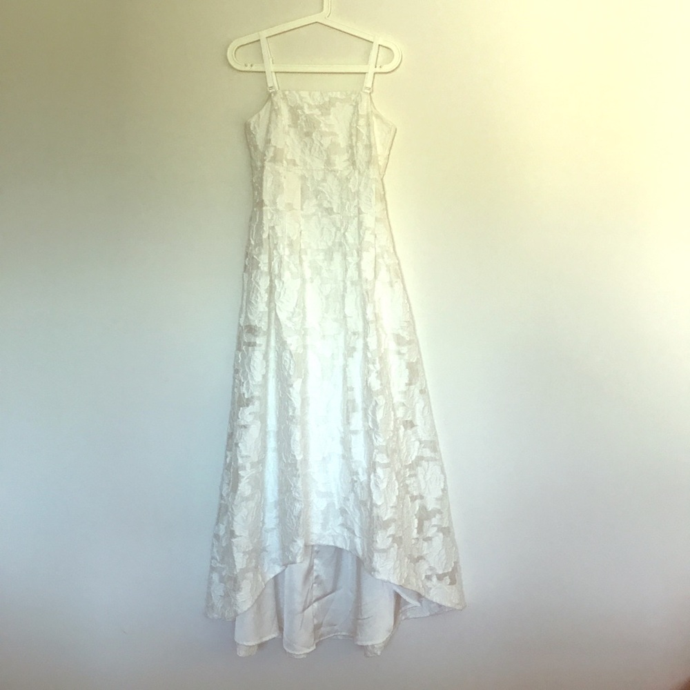 Cinderella style white rose pattern gown