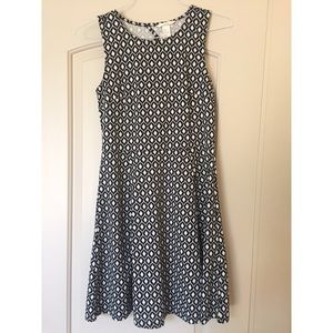 H&M fit and flare skater dress black and white