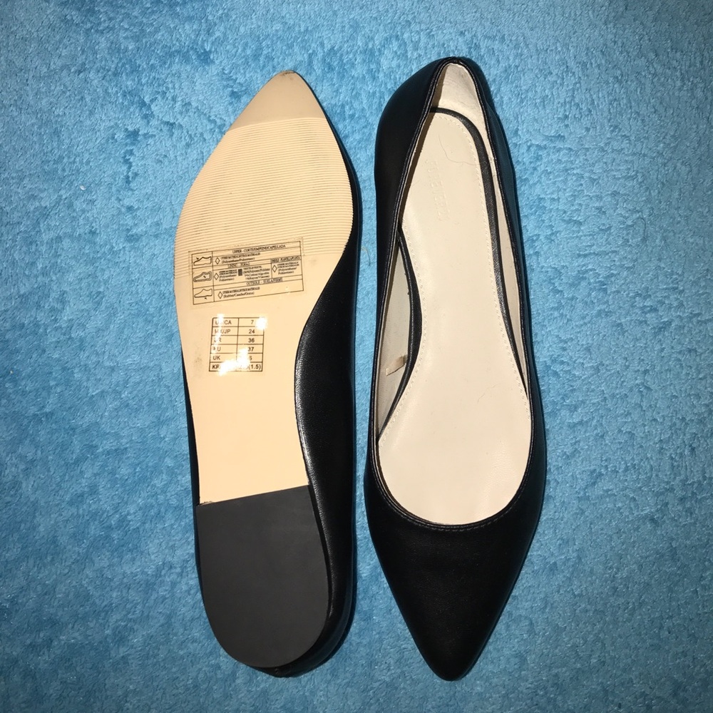 Black Faux Leather Flats