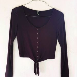 dark plum/burgundy crop soft long sleeve