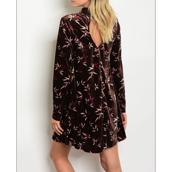 Brown floral high neck dress, NWT - Picture 2 of 2
