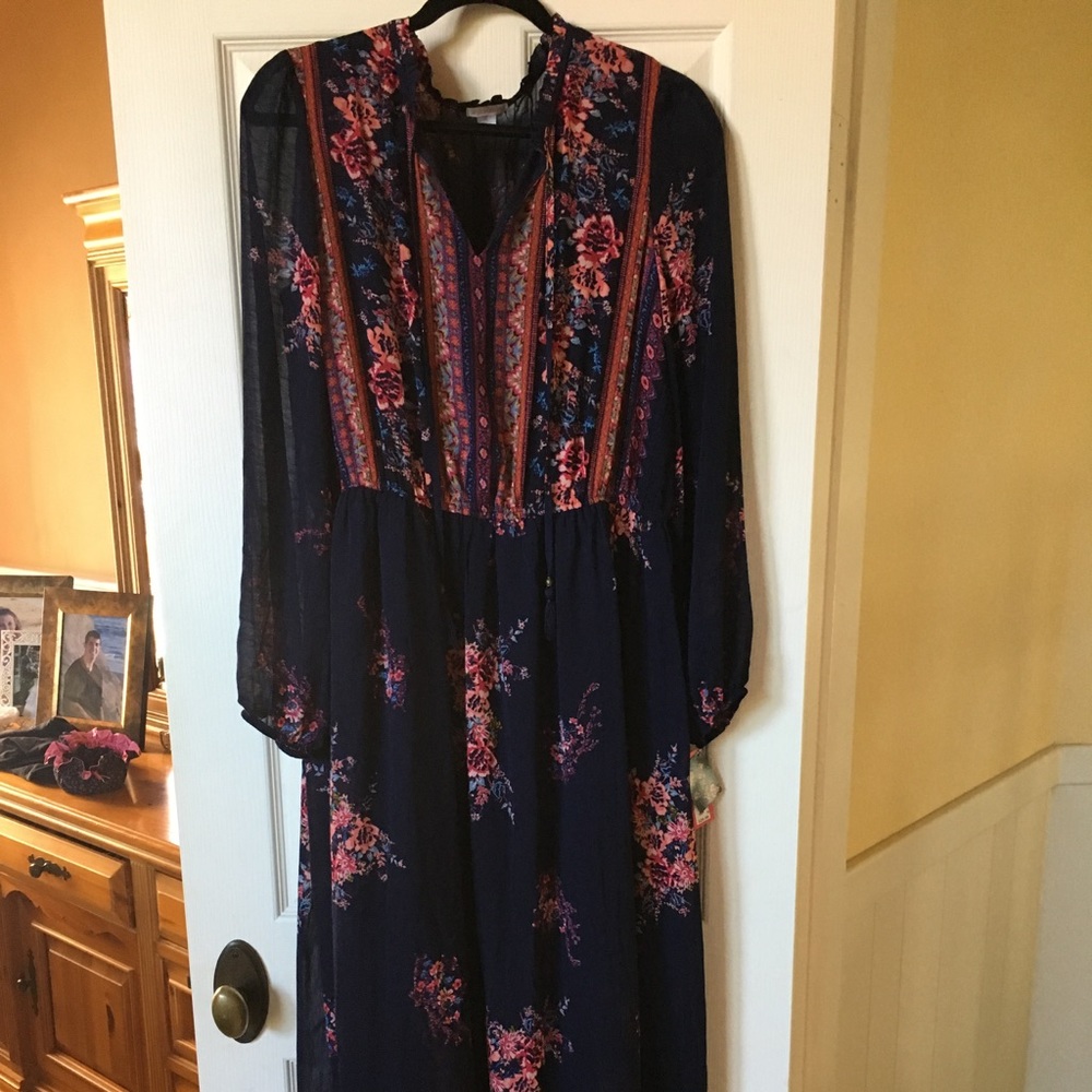 Xhilaration Blue Floral Maxi Dress