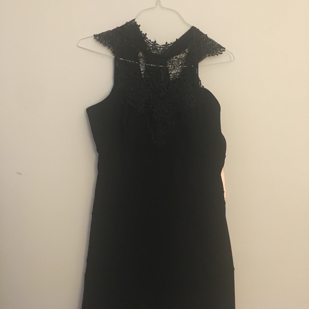 Lace detail black dress