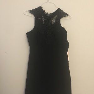 Lace detail black dress