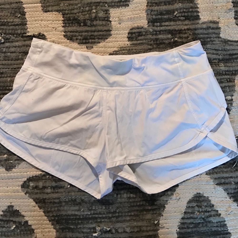 White Lululemon speed shorts