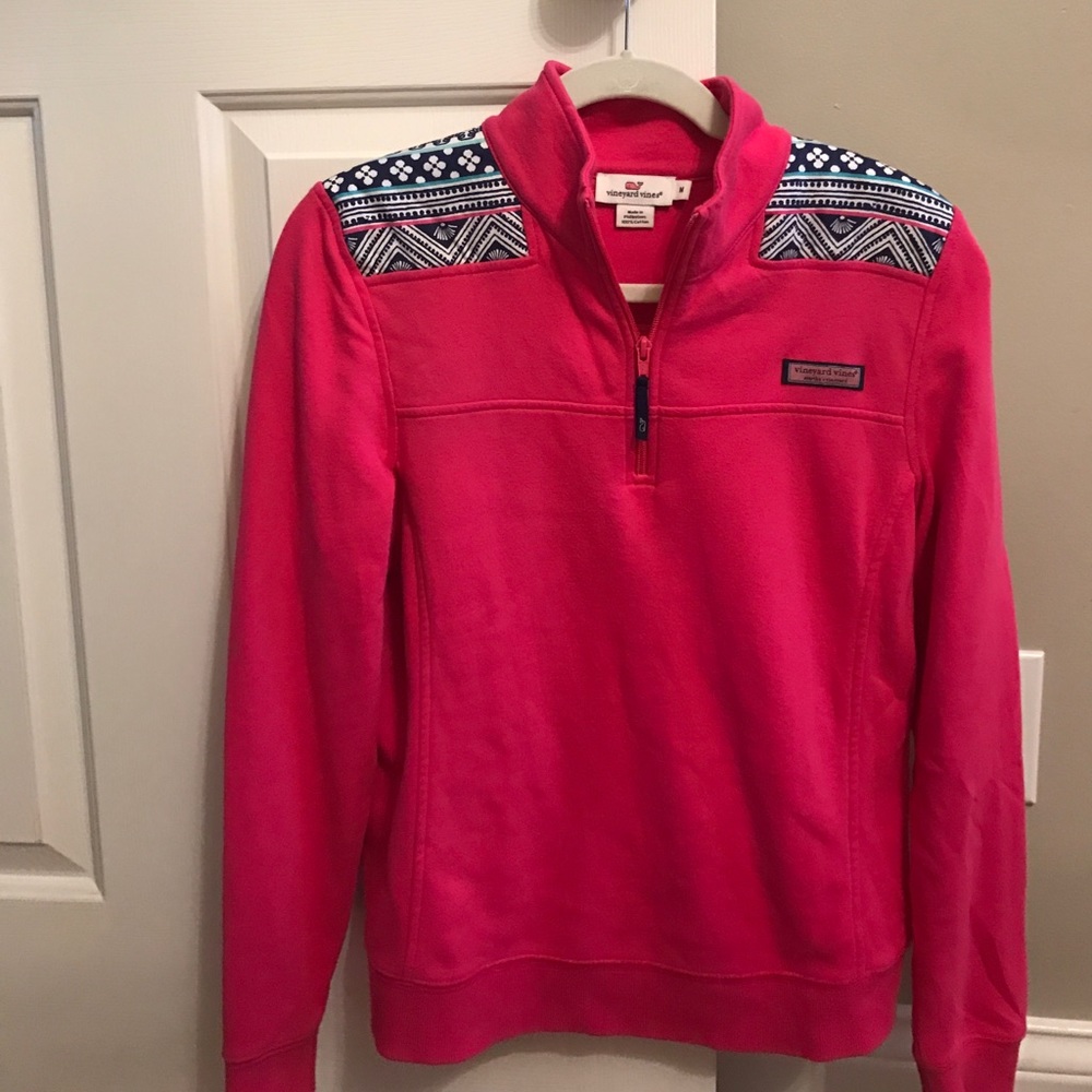 Pink Vineyard Vines quarter zip hoodie